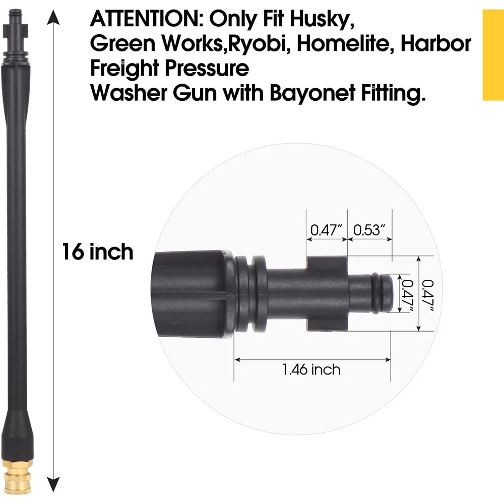 Pressure Washer Gun Extension Wand Set with 5 Spray Nozzles Pressure Washer Wand 1/4’’ Quick Connect for Ryobi Portland Husky