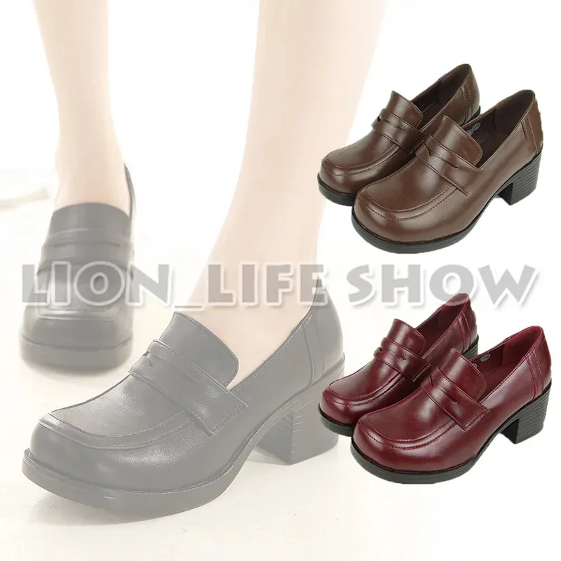 AAA 2025 3 colores mujeres uniforme escolar japonés estudiante cuero negro tacón alto JK zapatos Cosplay