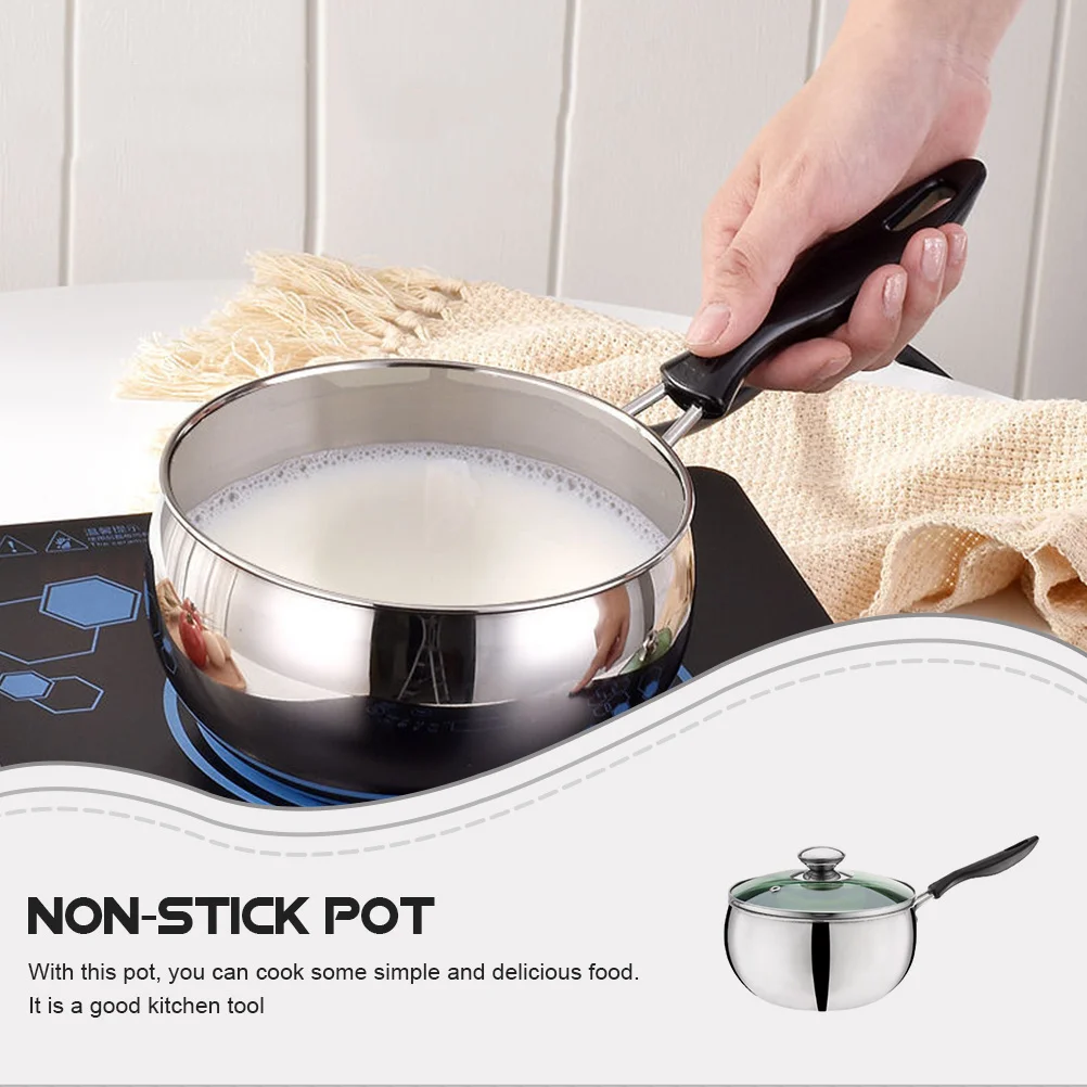 

Milk Stockpot Cooking Pot Non-Stick Long Handle Soup Pan Baby Food Pot Multifunctional Household Cooking Utensil Kitchen Tool