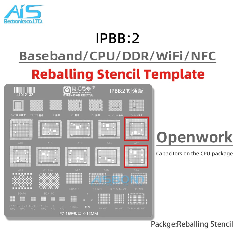 WIFI NFC NAND Baseband CPU BGA Reballing Stencil For iPhone 11 12 13 14 Plus 15 16 Pro Max Mini 6 7P 8P X Xs 14Pro 15Pro 16Pro