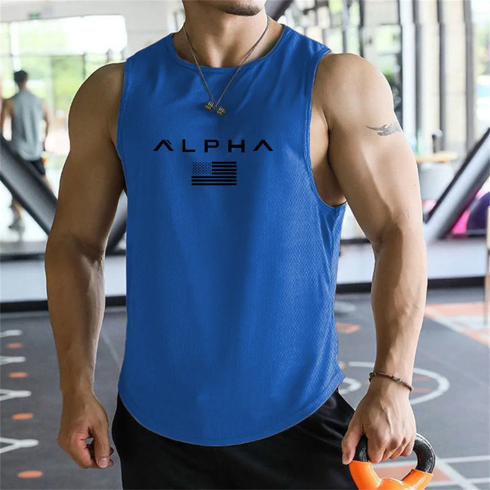 Cross-border European Size Alpha Men's Printed Round-neck Fitness Vest, Undershirt, Muscle Quick-drying Basketball Vest image 5