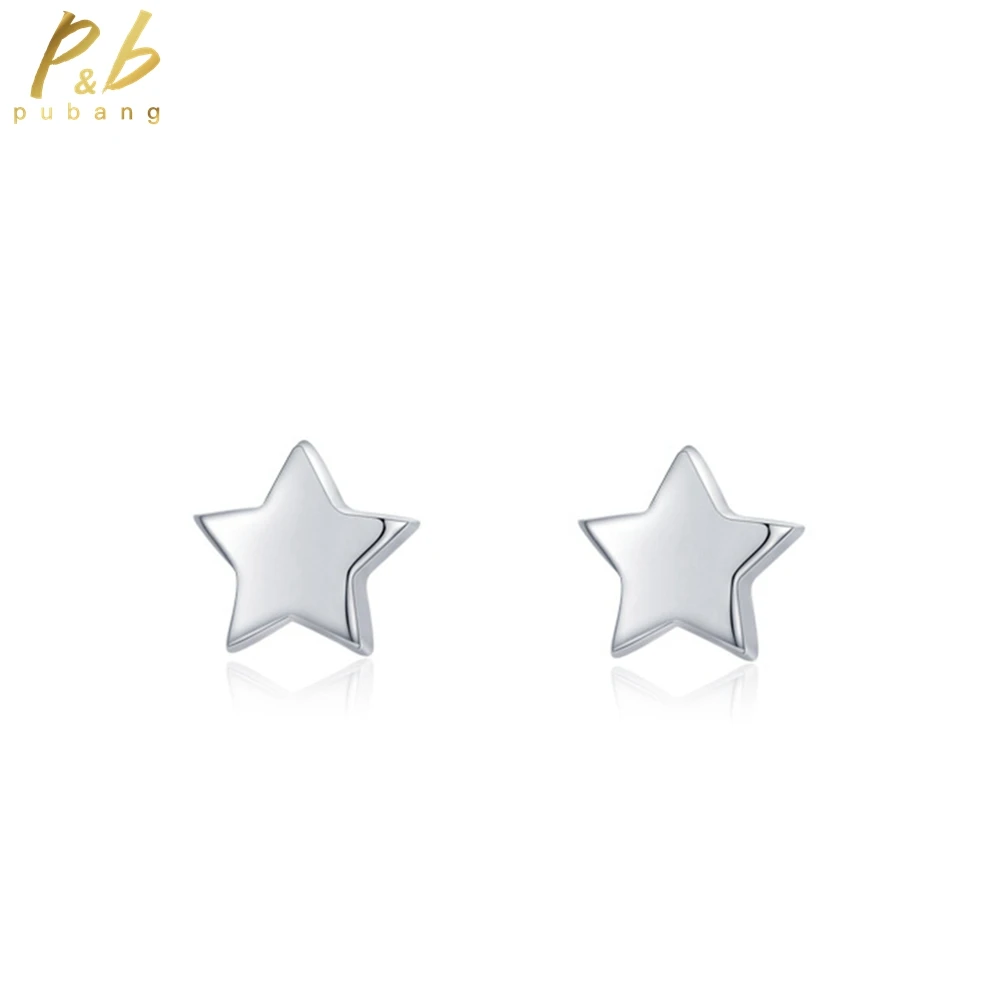 

PuBang Fine Jewelry Real 925 Sterling Silver High Carbon Diamond Simple Stars Stud Earrings for Women Anniversary Gift Wholesale