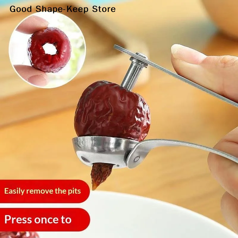 Descorazonador de Cerezas y Jujubes de Acero Inoxidable, Fácil de Usar y Duradero, Perfecto para Cocina Casera y Preparación de Snacks Saludables