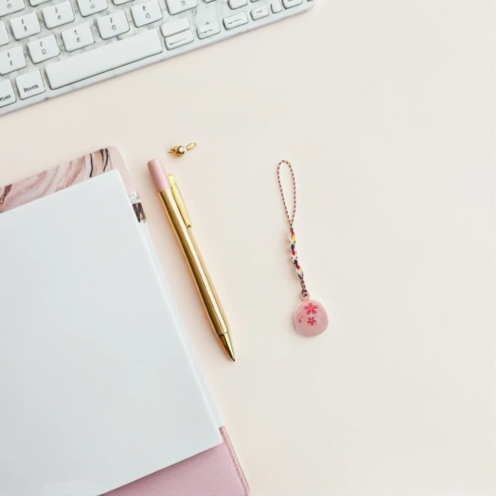 

Daruma Cherry Blossoms Hanging Bell Pendant Fully Enclosed Brass Enamel Omamori Charm Good Luck Decoration for Home