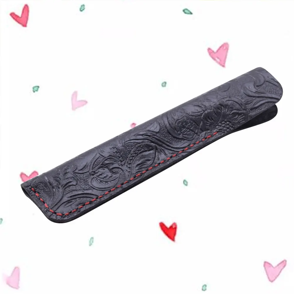 Cowhide Pen Set Fountain Case Holder for Purse Organizer Pencil Black Pouch Pens