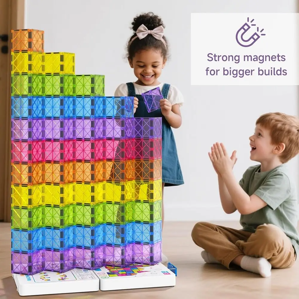 Juego de bloques de construcción magnéticos de lujo de 100 piezas, juguetes STEM ideales para niños de 3 a 8 años, regalos inspirados en Montessori para niños pequeños