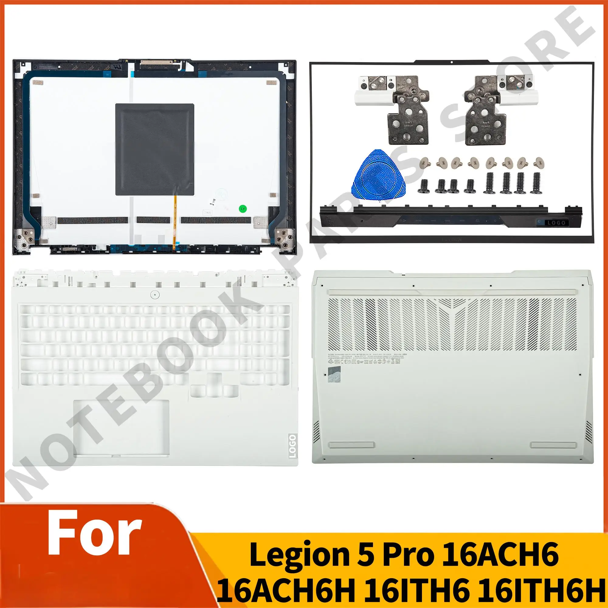 New Parts For Legion 5 Pro 16ACH6 16ACH6H 16ITH6 16ITH6H 2021 LCD Back Cover/Bezel/Palmrest/Bottom Case White HY660