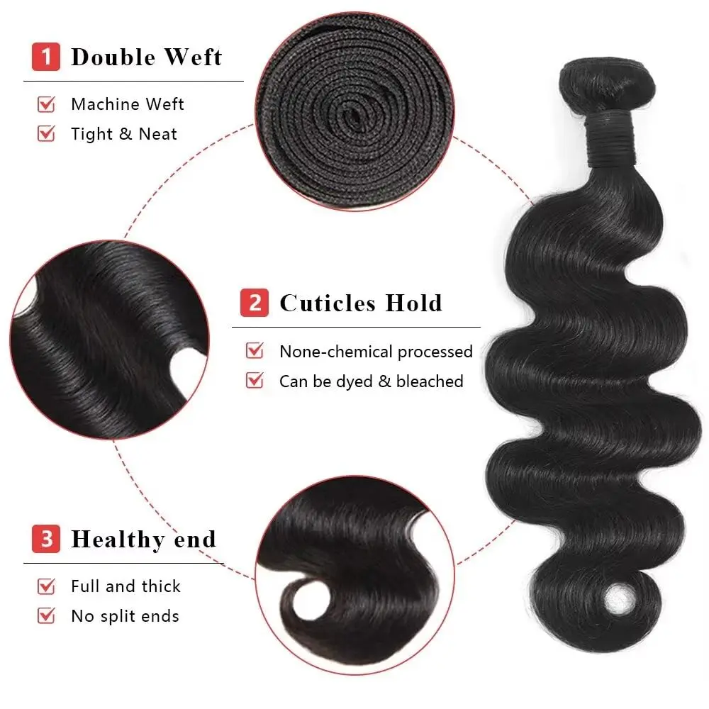 Human Hair Bundles Body Wave 3 Bundles Human Hair 16 18 20 Inch 100% Unprocessed Brazilia Virgin Body Wave