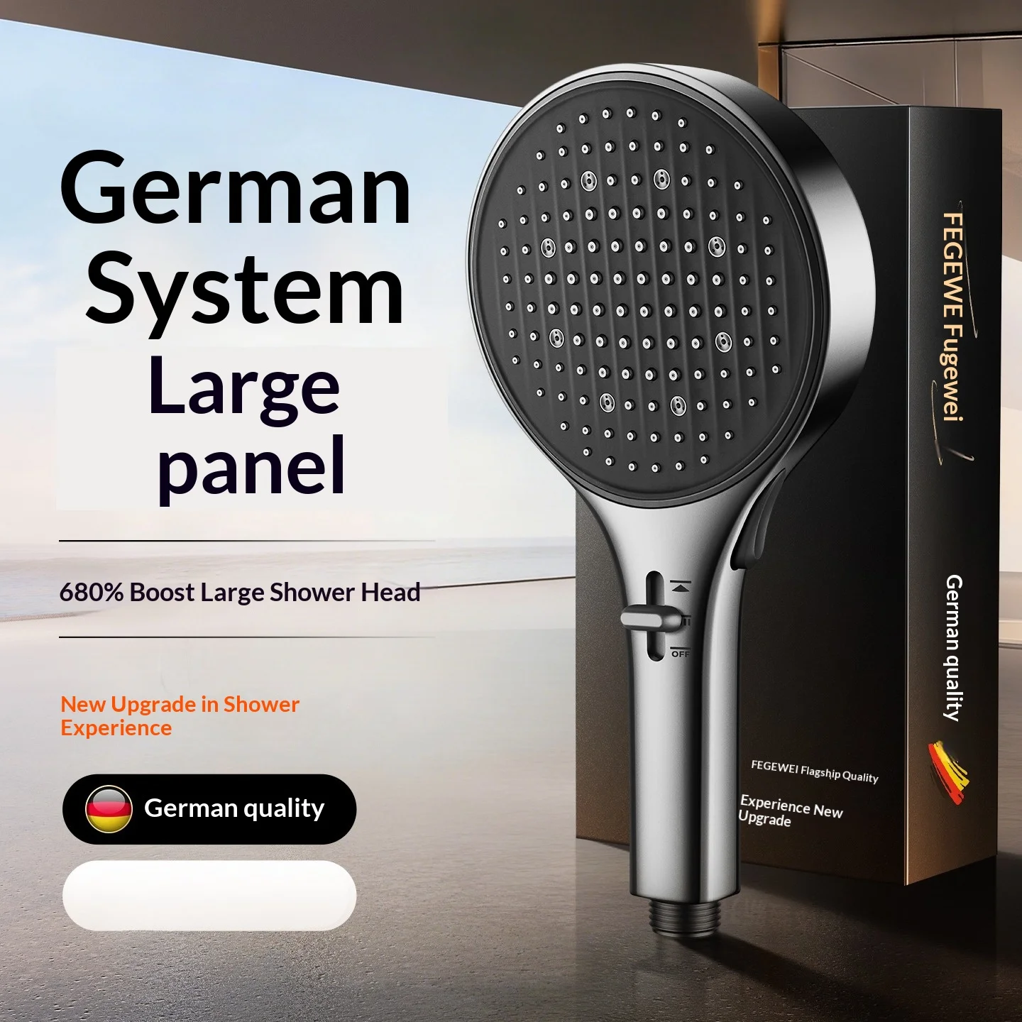 

Boosted Large Panel Shower Head, High Flow Bathroom Shower Tap, Bathroom Rain Shower Head