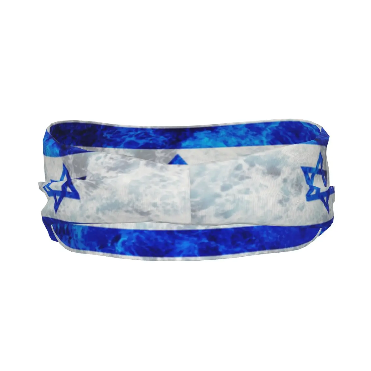 Custom Flag Of Israel Sweatband Men Women Moisture Wicking Ocean Waves Gym Headband for Cycling