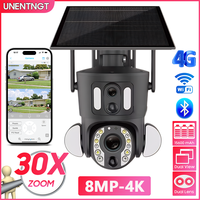 UNENTGT 8MP 4G/WiFi 30X Optical Zoom Dual Lens Recording Humanoid Tracking  Solar Camera PTZ Control CCTV Security IP Cam