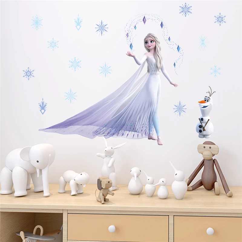 Cartoon Frozen2 Wall Stickers For Kids Room Bedroom Wall Decoration stickers Princess Anna Movie Posters