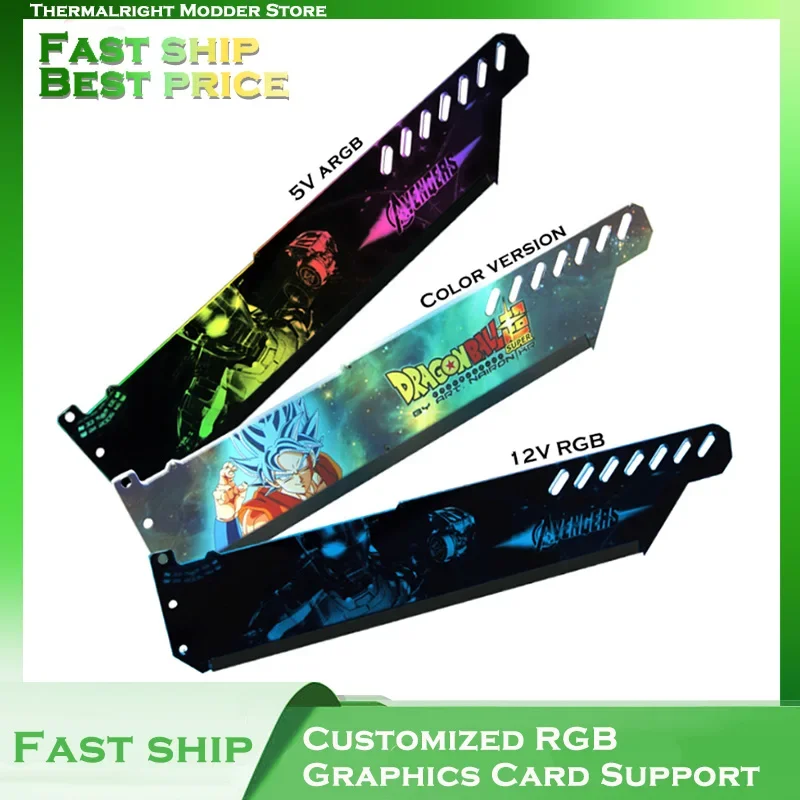 Customized RGB Graphics Card Support Personalize Anime/Game Themes Scenes,Computer Case PC Panel GPU Holder Chassis Decoration