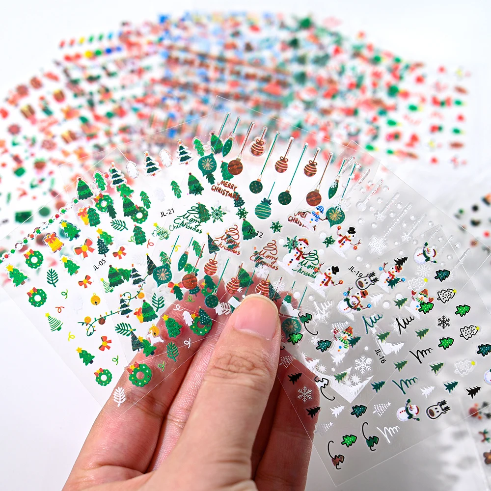 สติกเกอร์ติดเล็บลายคริสต์มาส 30 ชิ้น/ชุด ลายซานตาคลอส/กวางเรนเดียร์/เกล็ดหิมะ การ์ตูนน่ารัก สติกเกอร์คริสต์มาสแบบติดเอง ลายสไลเดอร์น่ารักสำหรับเทศกาลคริสต์มาส