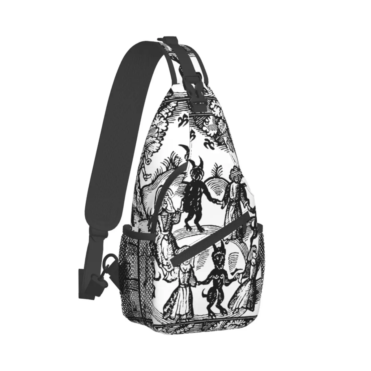 Dança Com O Diabo Sling Bags Peito Crossbody Ombro Mochila Caminhadas Daypacks Crânio Cabra Bohemian Pagan Wiccan Horror Bag