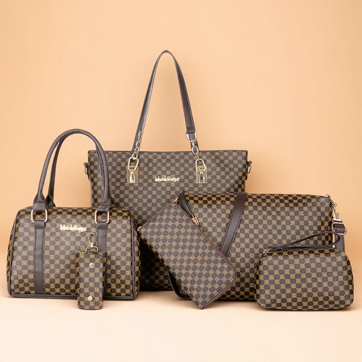 

6PCS Large Capacity Tote Bags Set Stylish Minimalist Floral Print Shoulder Crossbody Bags for Women