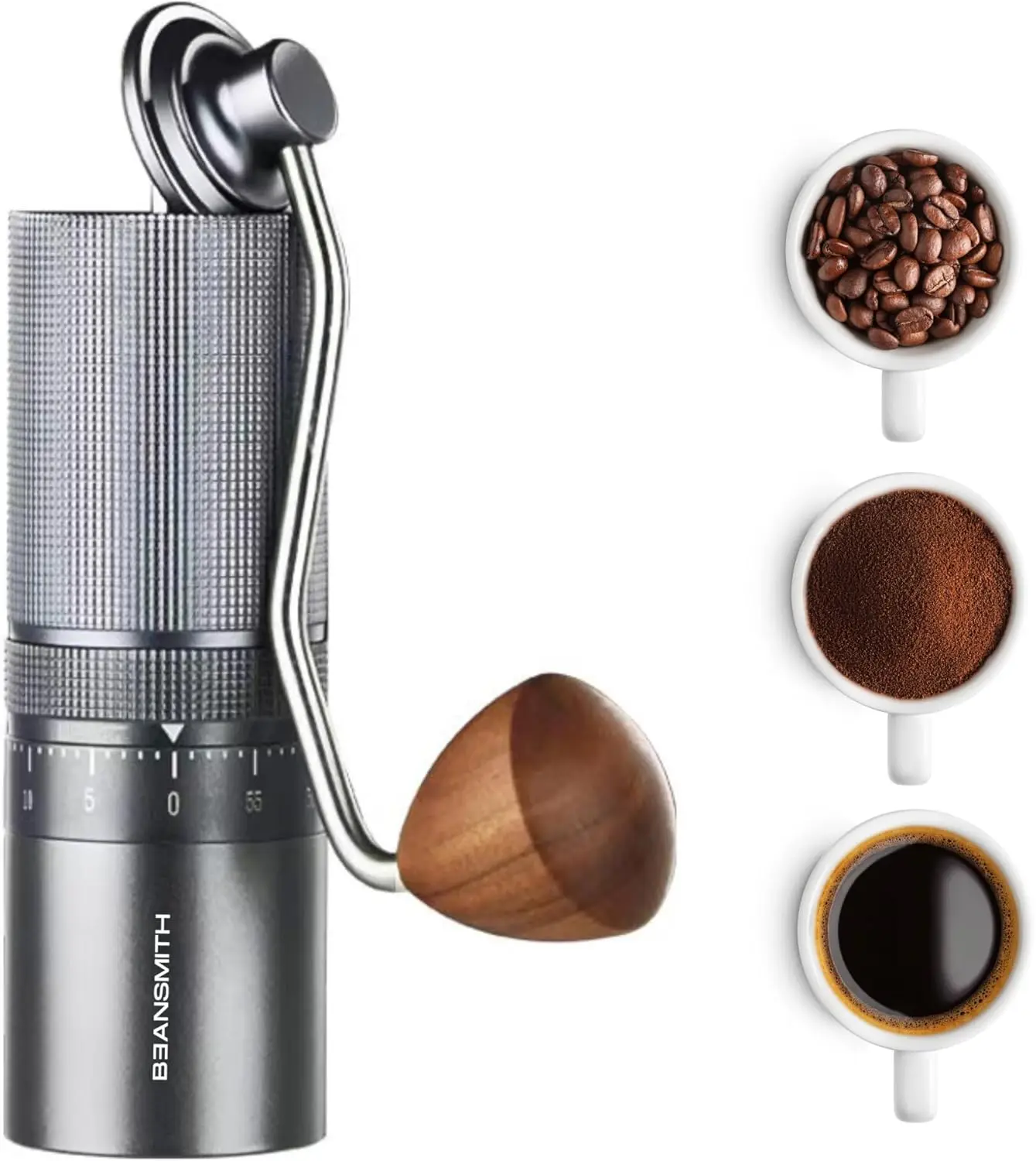 M1 Manual Coffee Grinder – 7 Star Stainless Steel Conical Burr, 60 Clicks External Adjustment, 30g Capacity : Portable