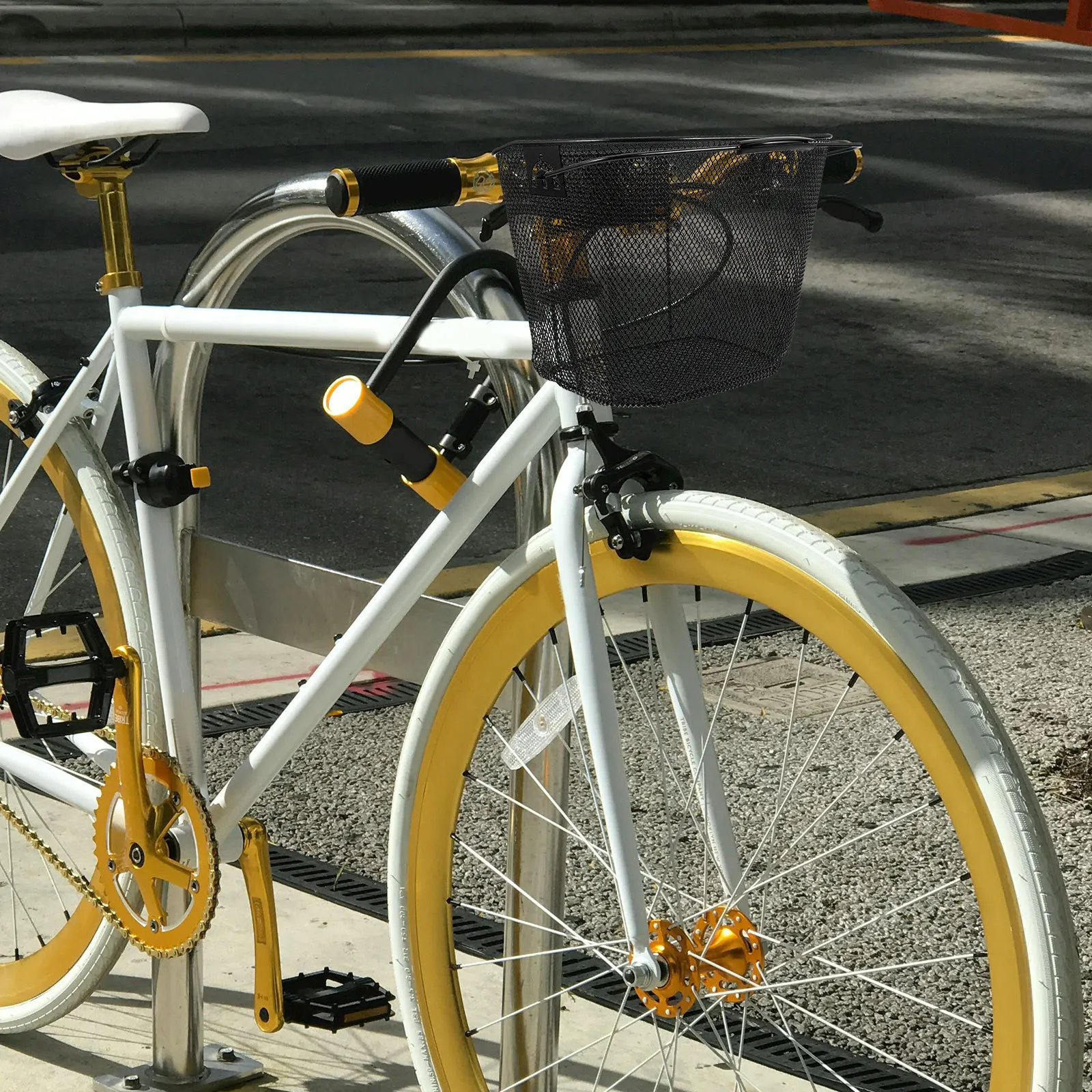 

Передняя корзина для велосипеда, металлическая проволока, установленная на руле, корзина для хранения, большая вместимость, съемная для городских езды на велосипеде