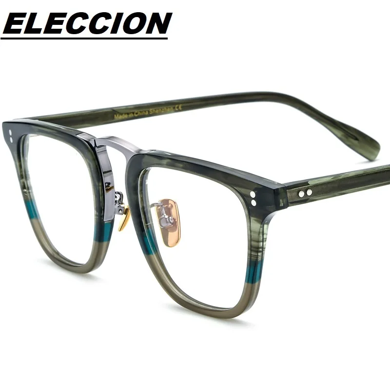 

ELECCION Acetate Handmade Square Man Glasses Frames 2023 New Retro Eyeglasses Optical Prescription Spectacles Frame Men