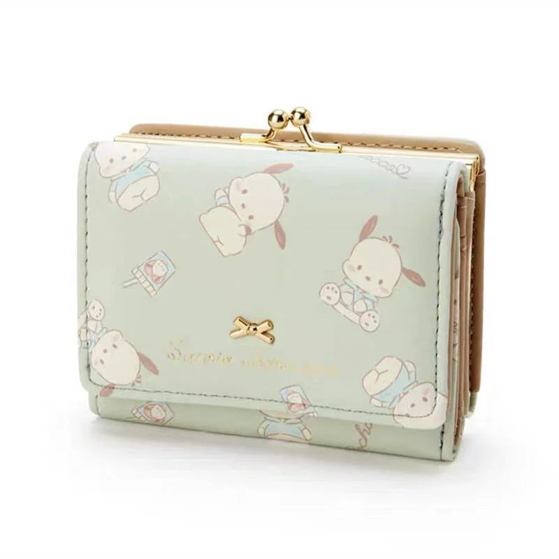 Sanrio PU Leather Wallet, Cute Pocketbook, Hello Kitty, KT Cat, Cinnamon Roll, Pringle, Kuromi, Folding, Kawaii Melody, Card Bag