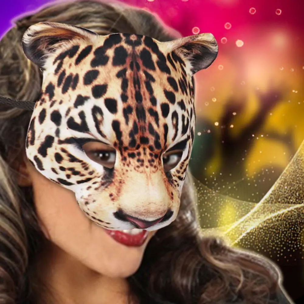 Funny Party Animal Pattern Leopard For Dance Costumes Masquerade Leopard Mask Halloween Decoration Mask Cosplay Props