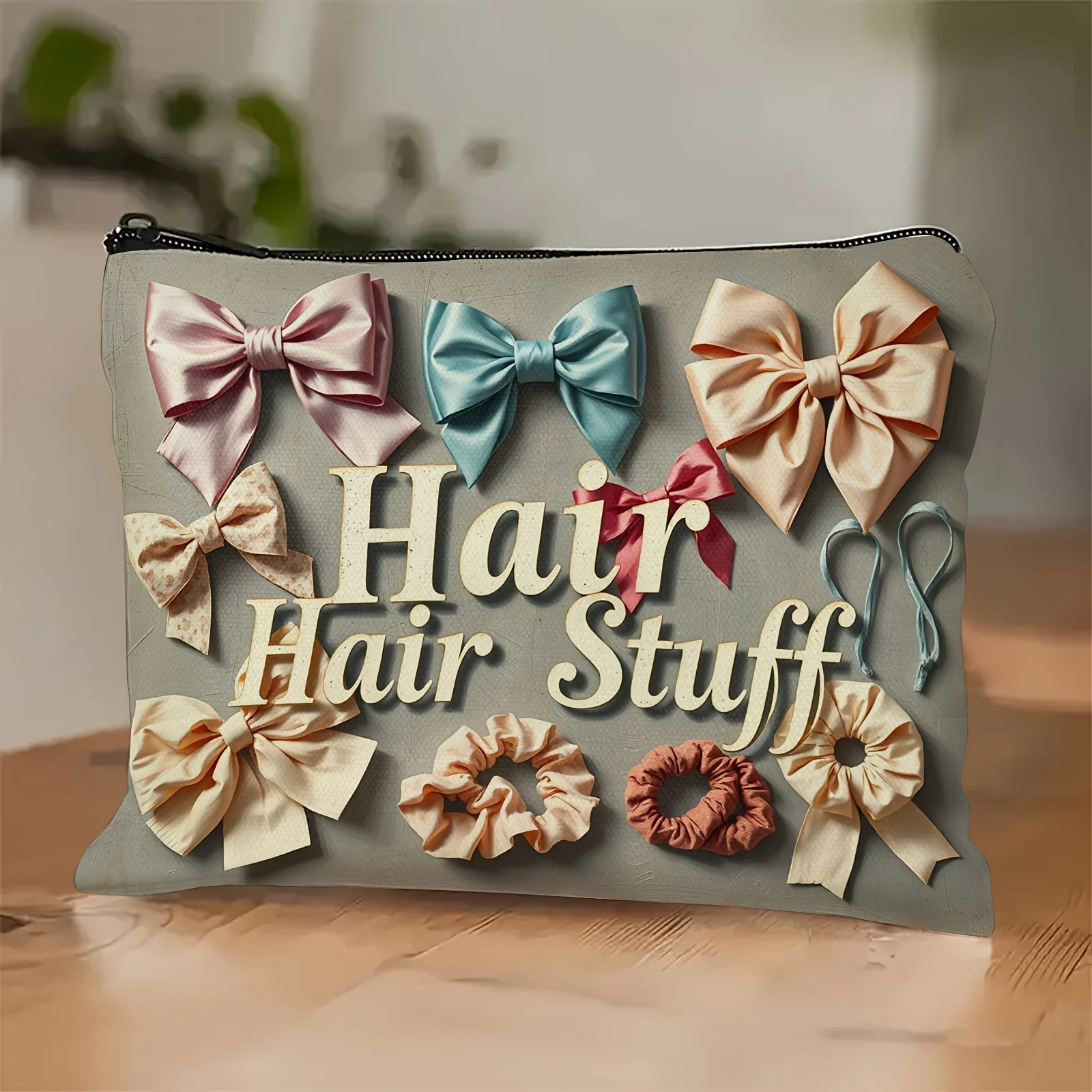 Un sac de maquillage pour accessoires de cheveux à la mode – jolie pochette multifonctionnelle à fermeture éclair pour femmes, sac de rangement de bijoux