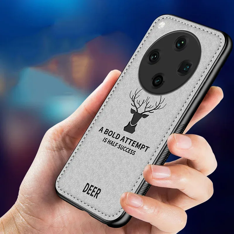 Skinlee Case For OPPO Find X9 Ultra Deer Printing Fabric Cloth Silicone Bumper Shockproof Shell For OPPO Find X8 Pro Cover