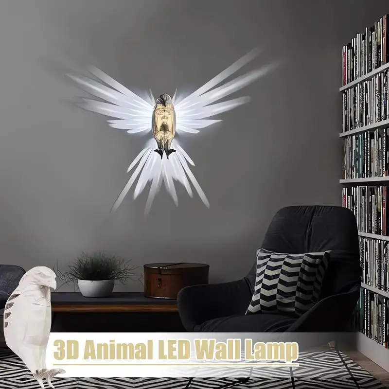 Bird Wall Lamp Halloween Owl Eagle Shape Projector Modern Creative Atmosphere 3D Print Animal Lighting Wall Light Christmas gift