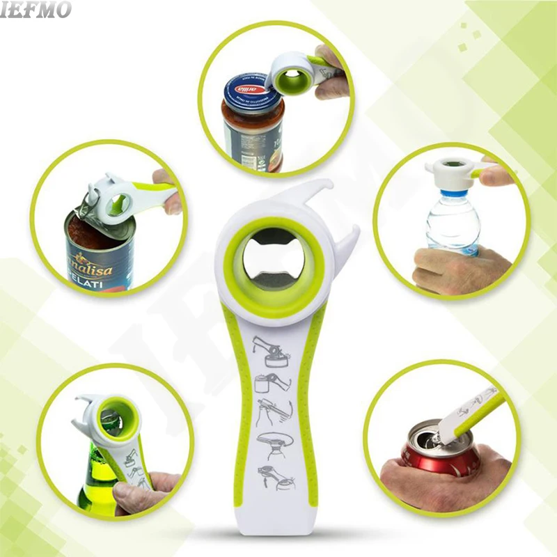 Portable 5-in-1 Auto Safety Opener for Cans Bottles Jars Com