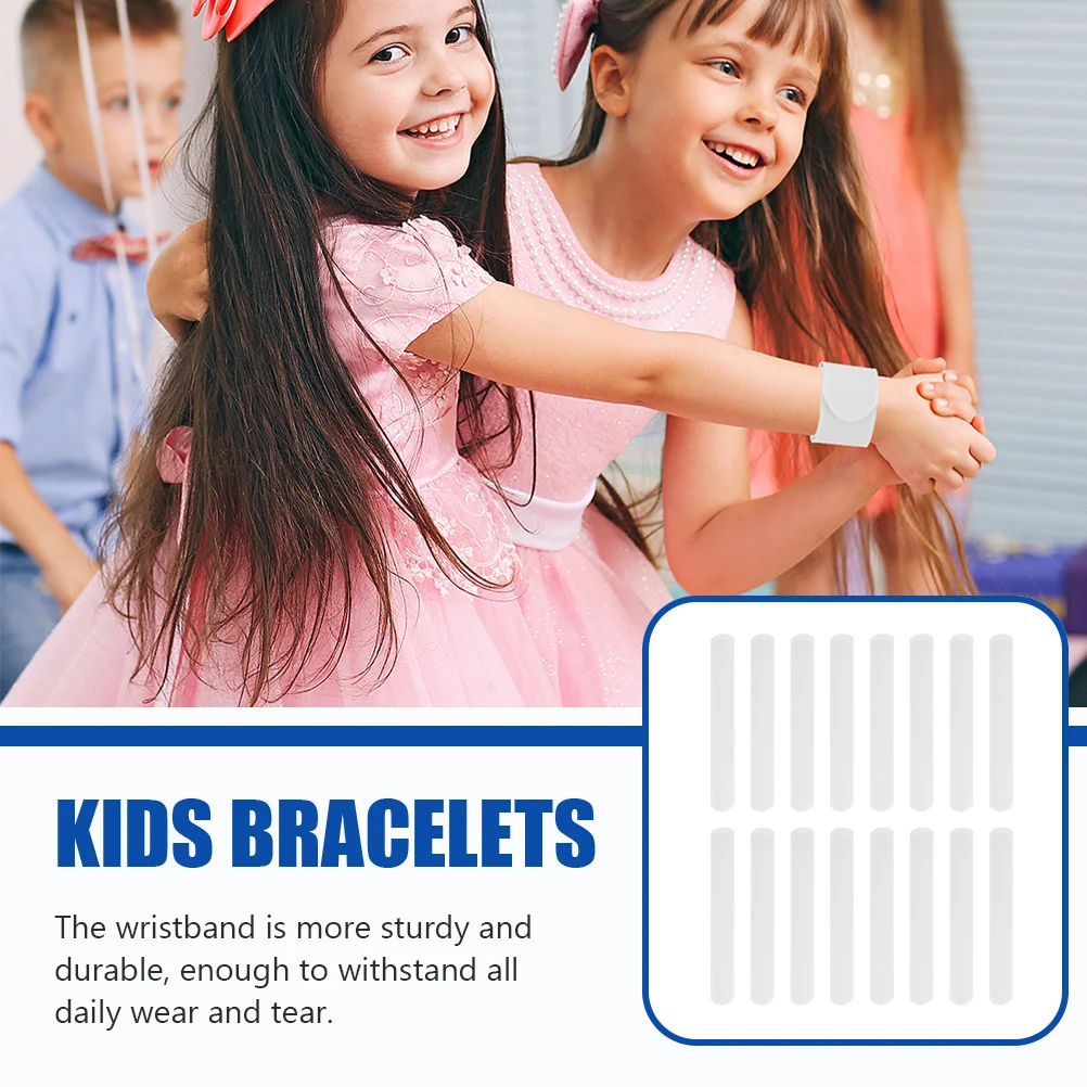 

24pcs Blank Diy Wristbands White Slap Bracelets Kids Party Favors Durable Lightweight Fun Sturdy Wearable Accessories Beads Yarn