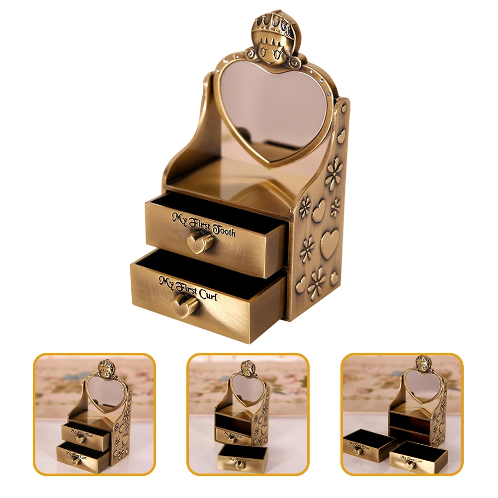 

Metal Baby Teeth Keepsake Box Storage First Tooth Curl Set High Quality Shower Gift Kids Sturdy Alloy Infants Gift