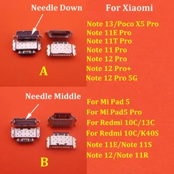 10PCS For Xiaomi Redmi 13C 12 10C Note 13 12 11 11S 11R 11E 11T Mi Pad5 Poco X5 Pro Plus K40S USB Charging Port Connector Socket