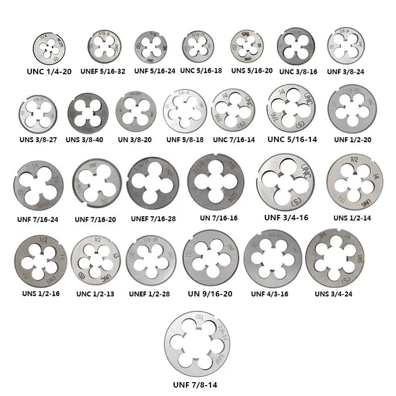 HSS Right Hand Thread Die UNC UNF NUEF UN UNS 5/16-18 5/16-20 5/16-32 3/8-16 9/16-20 1/2-14 3/4-24 Metric Die Hand Tool 