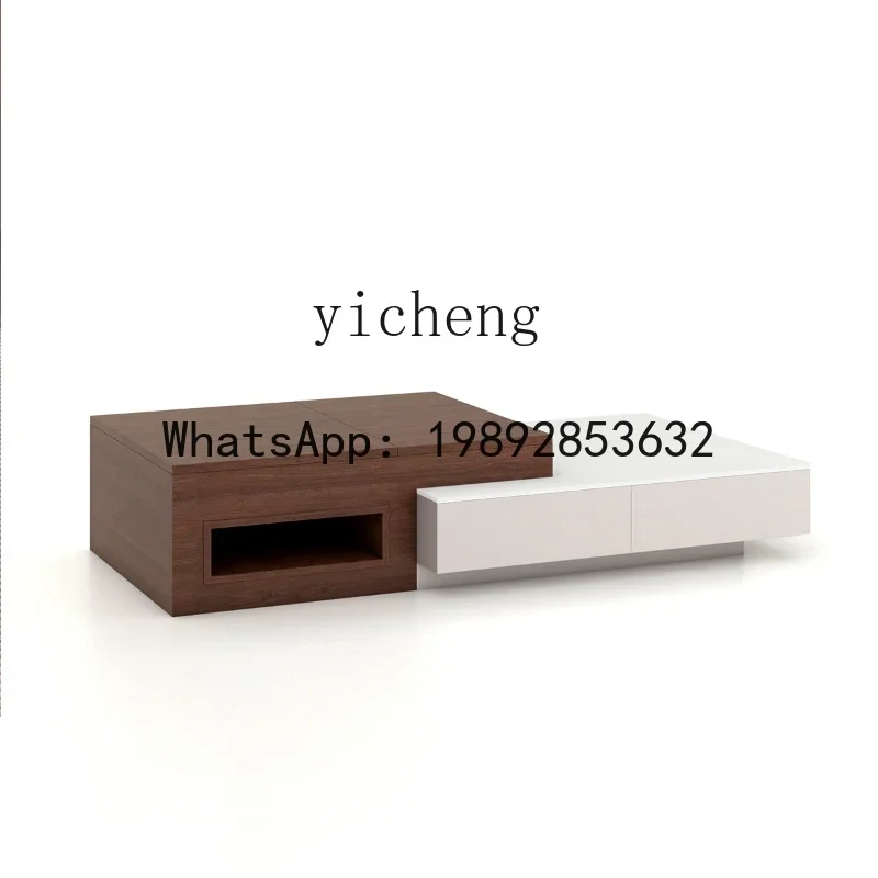Living Room Home 2024 New Advanced Multi-Functional Lifting Tea Table Minimalist Solid Wood Stone Plate Tea Table