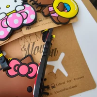Cute Cat Luggage Label Girls Travel Luggage Tag Bowtie Cat Suitcase ID Address Holder Baggage Boarding Portable Ticket Case 4