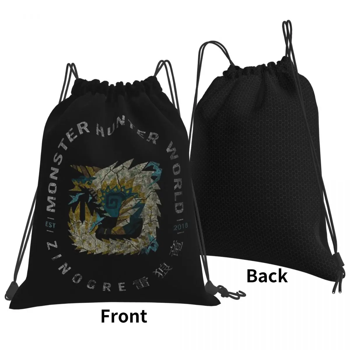Monster Hunter Vintage Zinogre Backpacks Fashion Drawstring Bags Sports Bag Book Bags for Man Woman Students