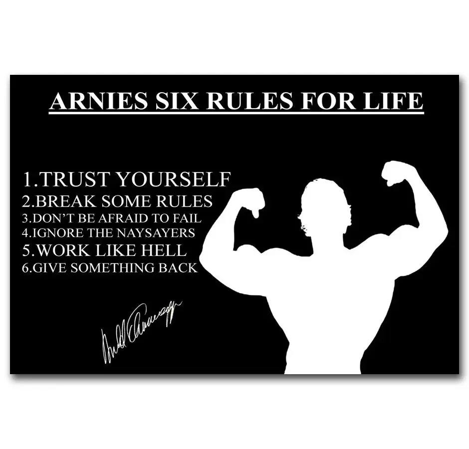 Arnold Schwarzenegger 6 Rules Of Life GYM-Silk Art Poster Wall Sticker Decoration Gift