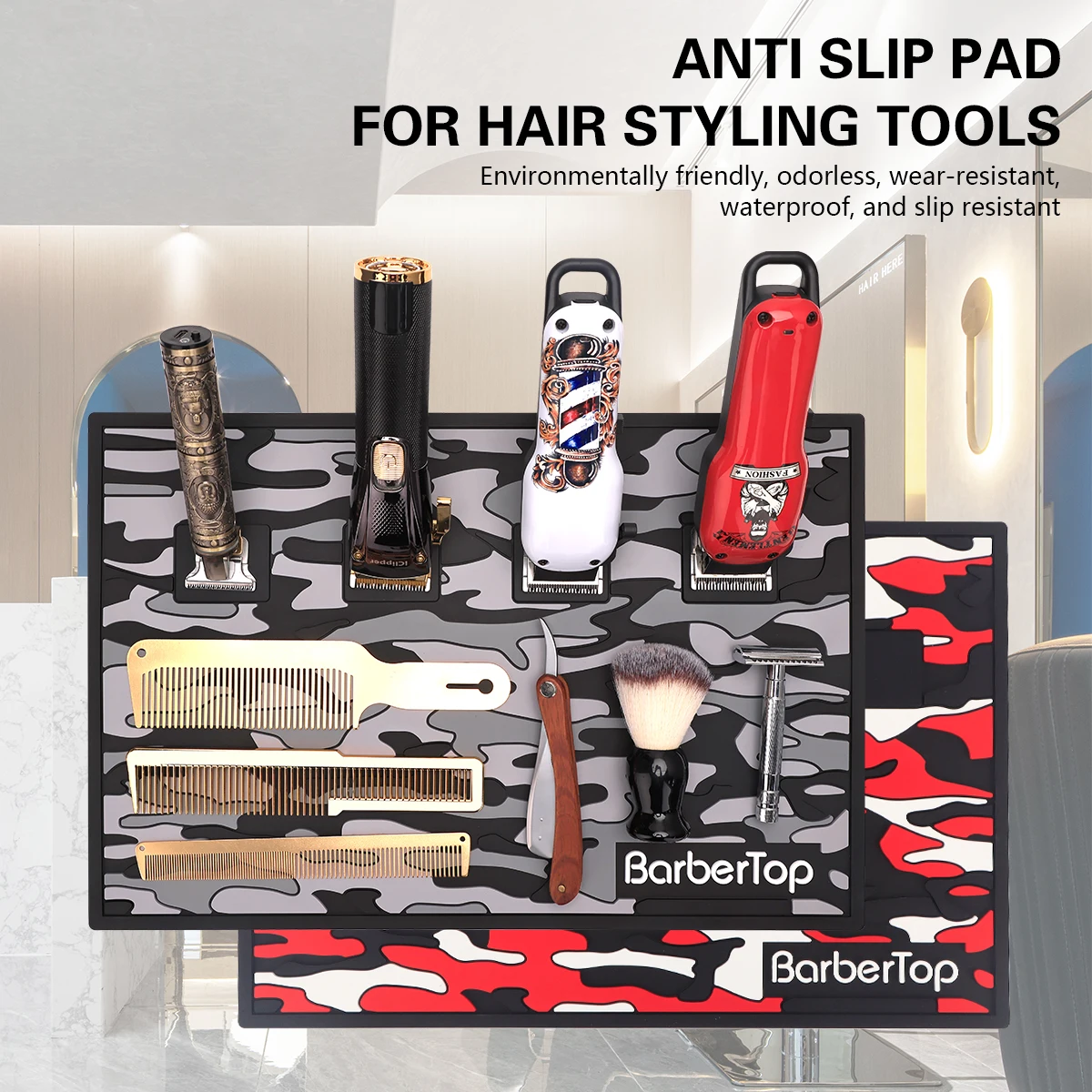 

Anti-skid Magnetic Tray Silicone Storage Table Mat Heat Resistant Pad Salon Clippers Scissors Trimmers Holder Barbershop Tools