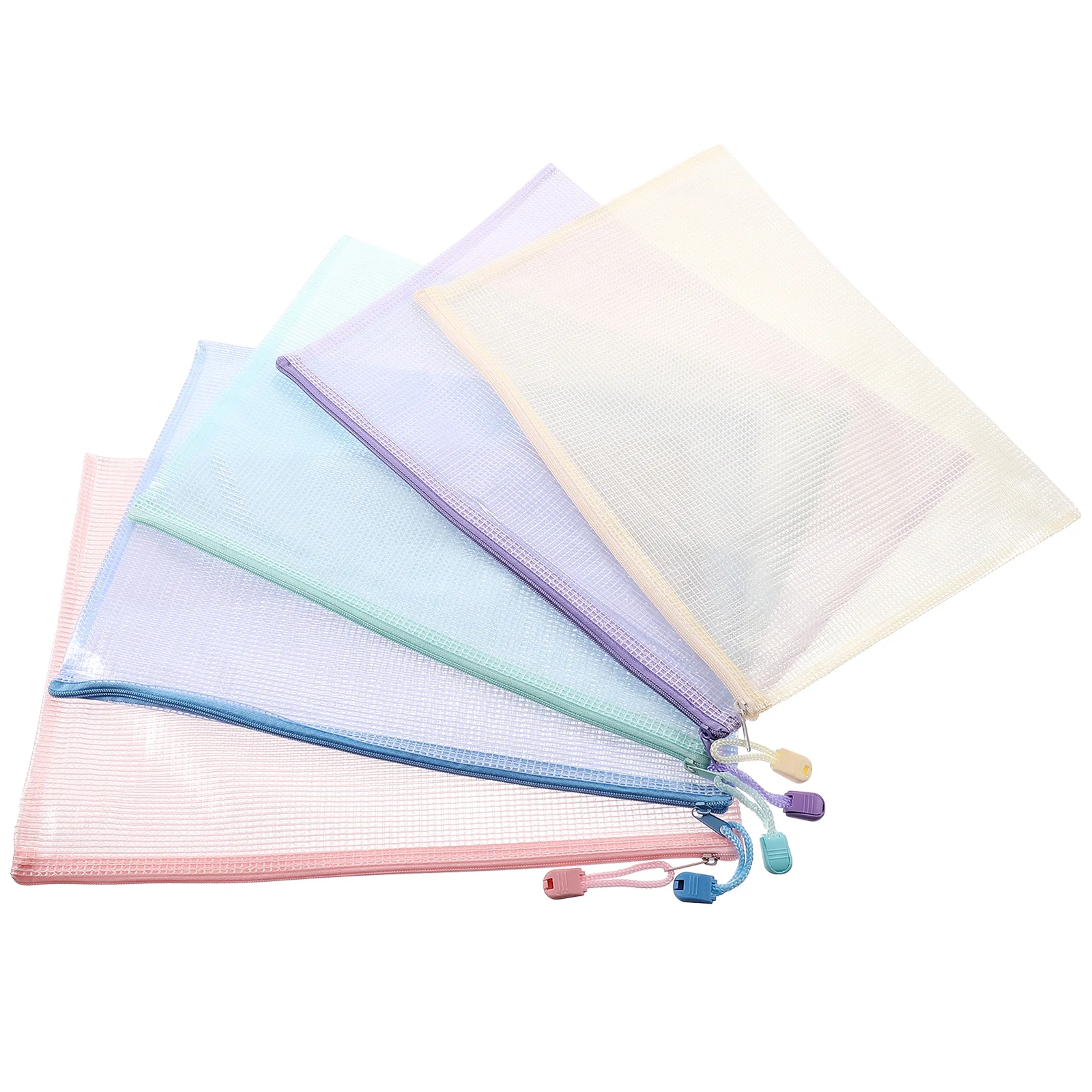 Pendurado Prancheta de madeira para A4 Student, Mesh Zip Clear Pen Pouch, File Folders, 5 Pcs