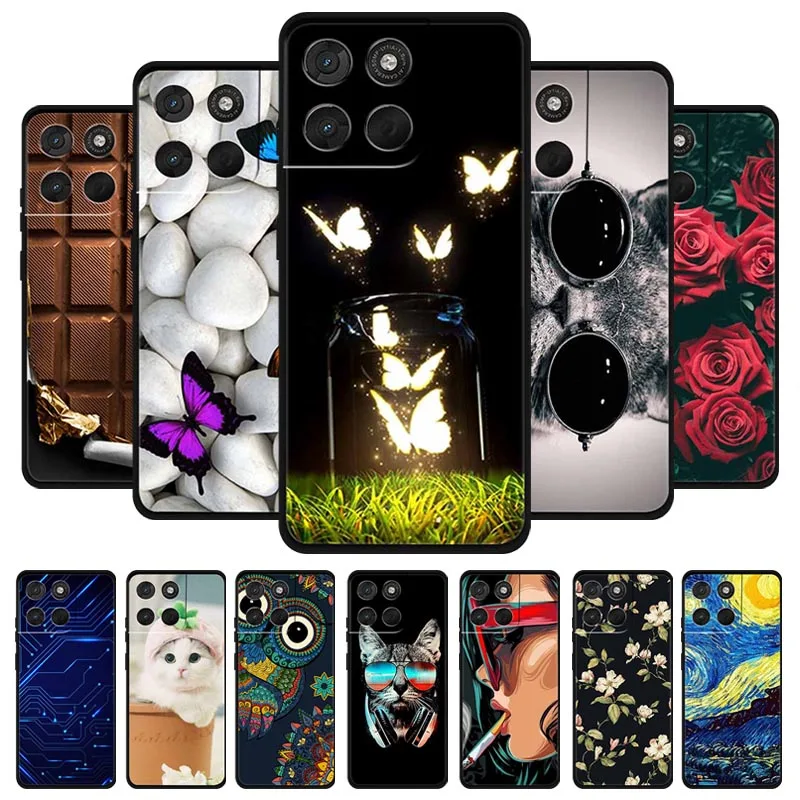 Für Motorola Moto G37 Elegante Rosenblüten-Hülle 6,67" TPU Weiche Silikon-Handyhülle für Moto G37 G 37 Rosa Liebes-Schutzhülle