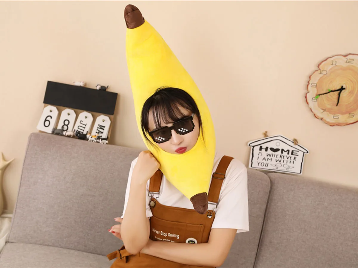 Gorros de disfraz de Festival de Navidad para niños y adultos, sombrero de plátano divertido Unisex, novedad amarilla