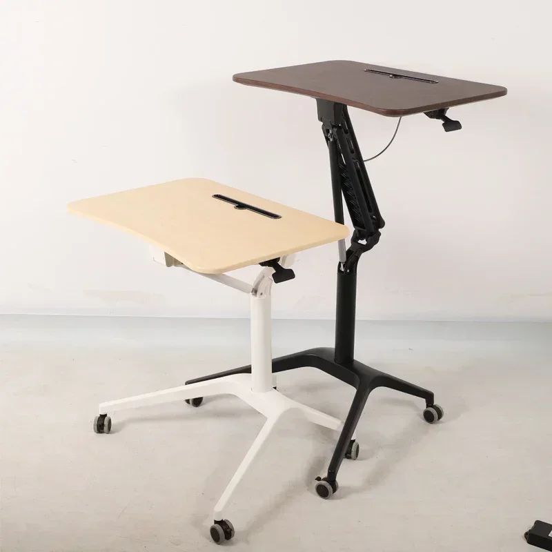 A Ergonomic Gas Spring Height Adjustable Sit Stand Mobile Table Pneumatic Computer Desk