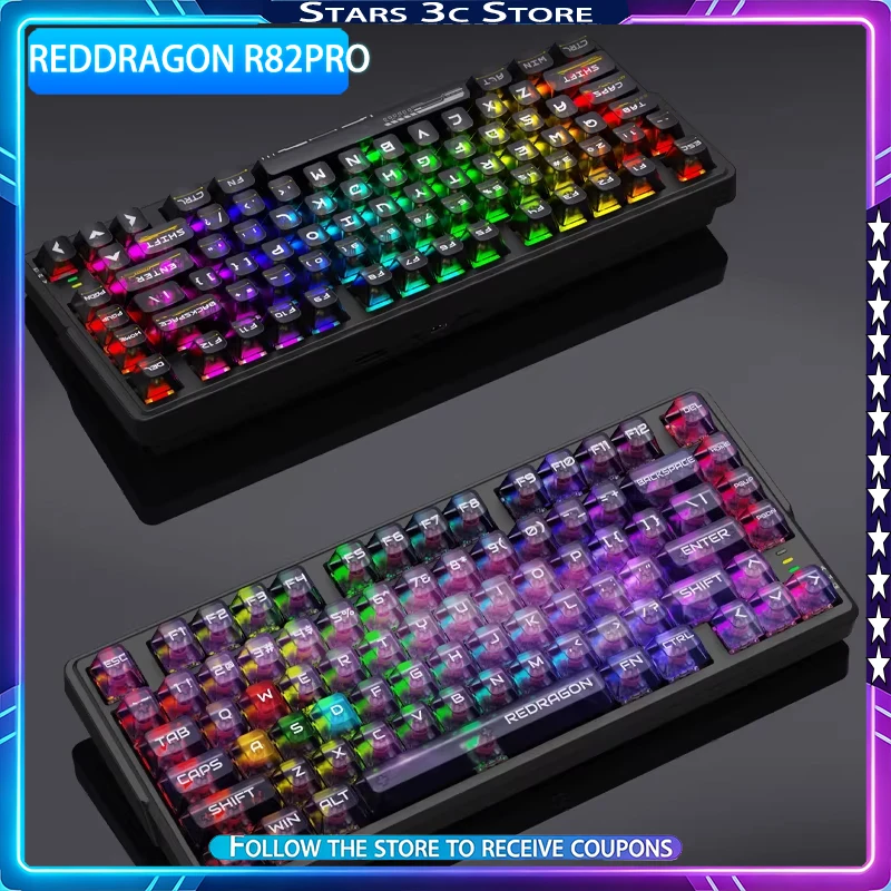 RedDragon R82pro Hall Effect Keyboard Wireless Tri Mode Aluminum Alloy Casing Hot Swappable RGB 8K Low Latency Gaming Keyboard