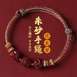 Cinnabar High Content Chinese Zodiac Triad Bracelet Lucky Rope Bracelets Buddha Cinnabar Charm Bracelet Bangle Jewelry Dropship