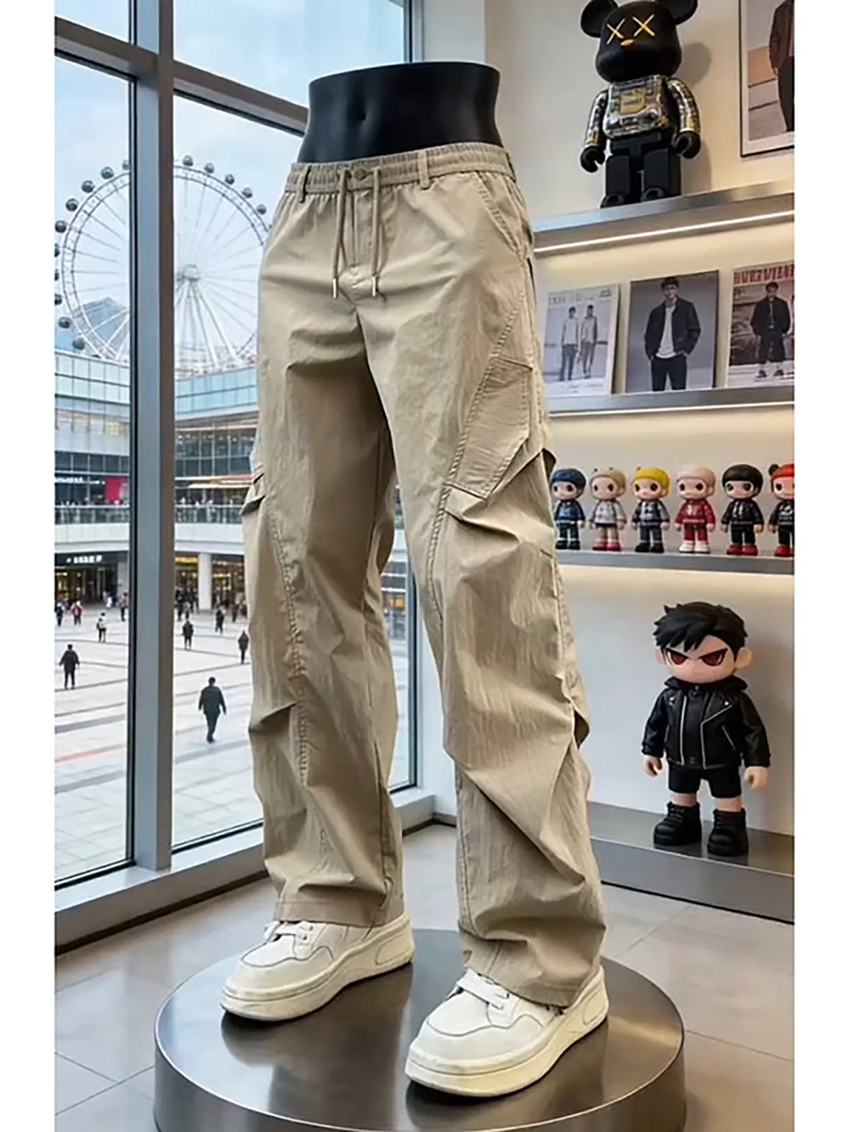 Khaki Folded Angle Cut Work Pants Lightweight Quick Dry Tactical Cargo Shorts Straight Leg Knife Soldier Pants Men Women Casual