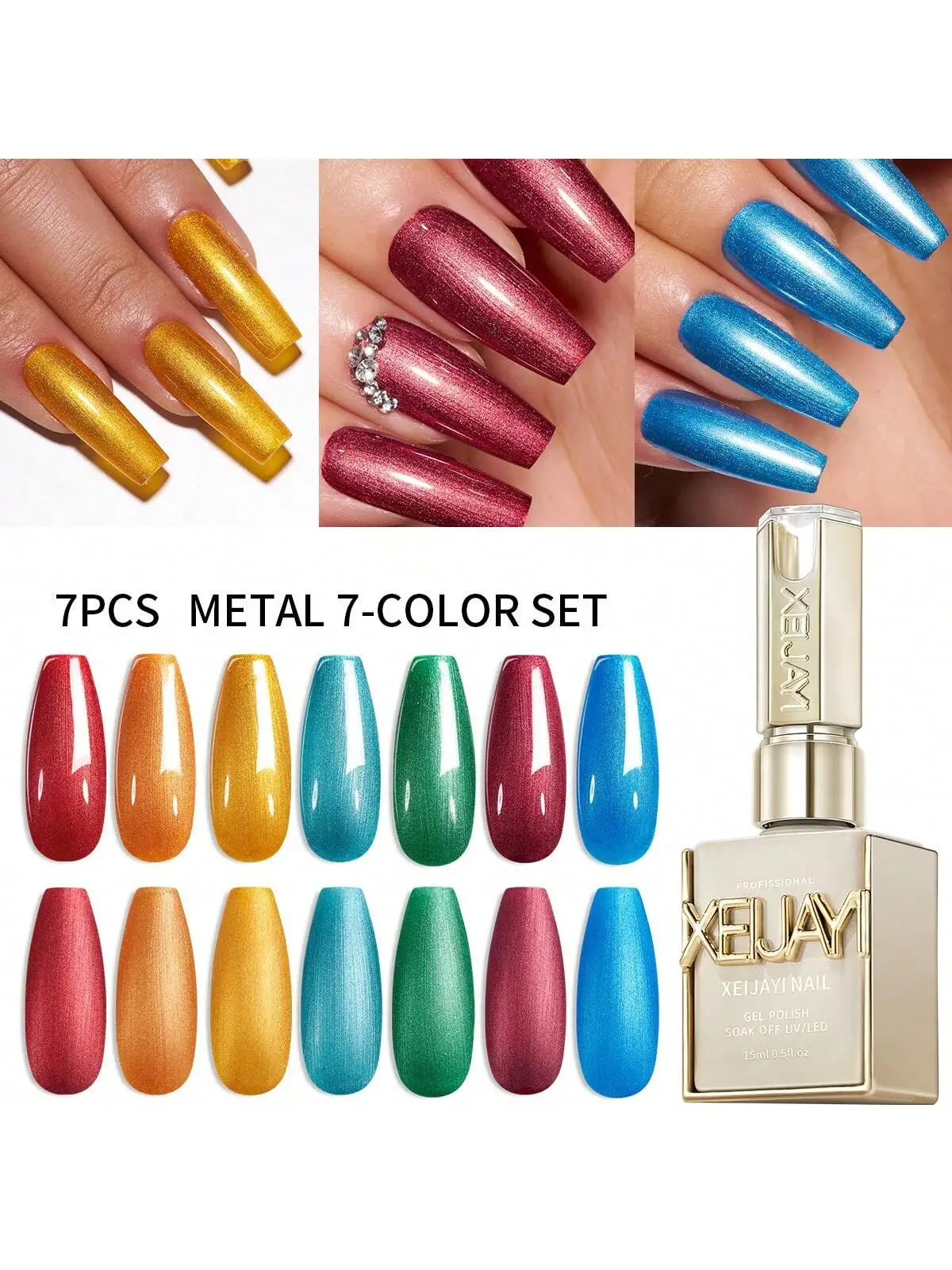 

2024 Mirror Metallic Gel Liner - Japanese-Style Gold & Red Light-Cured Nail Art Polish for Chrome Detailing