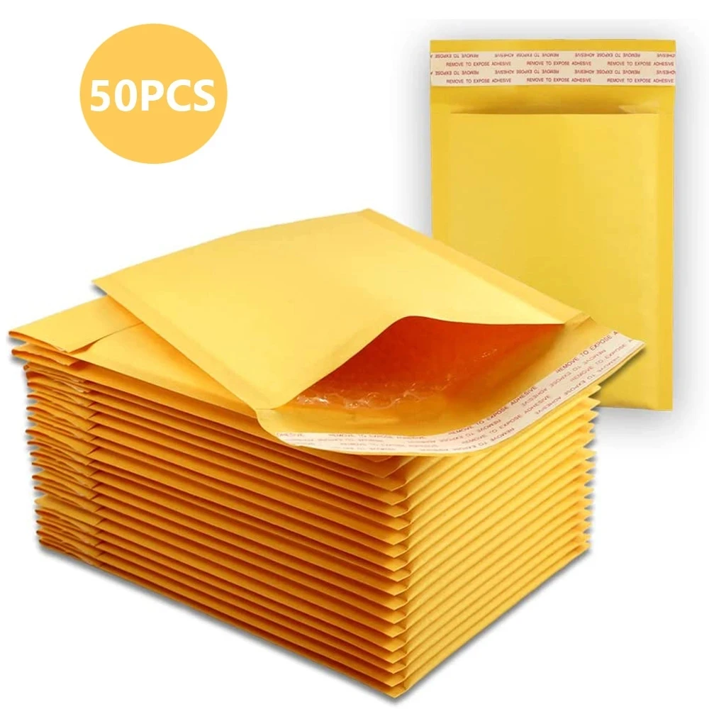 50 PCS Kraft Paper Bubble Envelopes Padded Mailers Shipping Envelope Foam Mailing Shipping Packaging Bag Courier Storage Bags