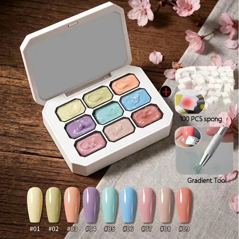 9-Color New Summer Floral Dopamine Series Nail Gel, Spring and Autumn DIY-Themed Nails, Suitable for All Types, (Includes 100 Do