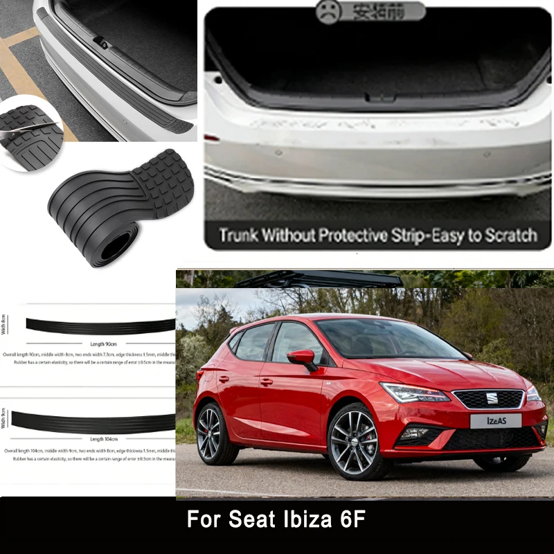 

For Seat Ibiza 6F Rear Trunk Guard Plate Sticker Car Rear Bumper Trim Anti-Kicked Scratch Protector Sticker Strip