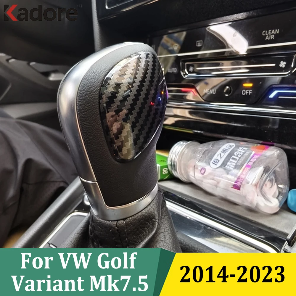 For Volkswagen Golf Variant Mk7.5 2014-2023 AT ABS Carbon Fiber Gear Head Shift Knob Cover Trim Car Interior Sticker Accessories